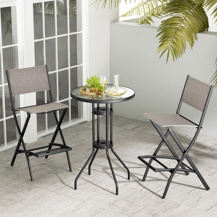 Folding Bar Stools Set of 2 Backrest Humanized Footrest-Coffee