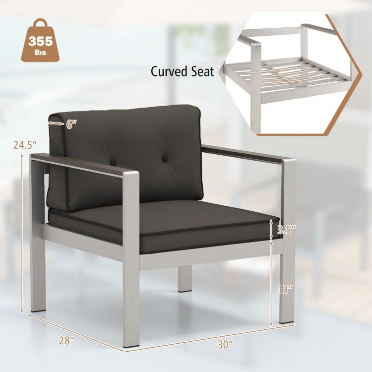 Contemporary Sofa Chair with WPC Armrests and Back Cushions-Gray
