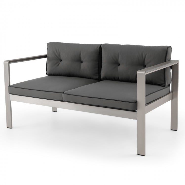 Contemporary 2-Person Sofa Chair with WPC Armrests for Balcony Backyard Porch