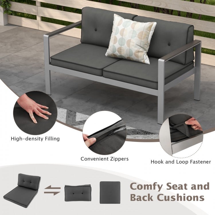 Contemporary 2-Person Sofa Chair with WPC Armrests for Balcony Backyard Porch