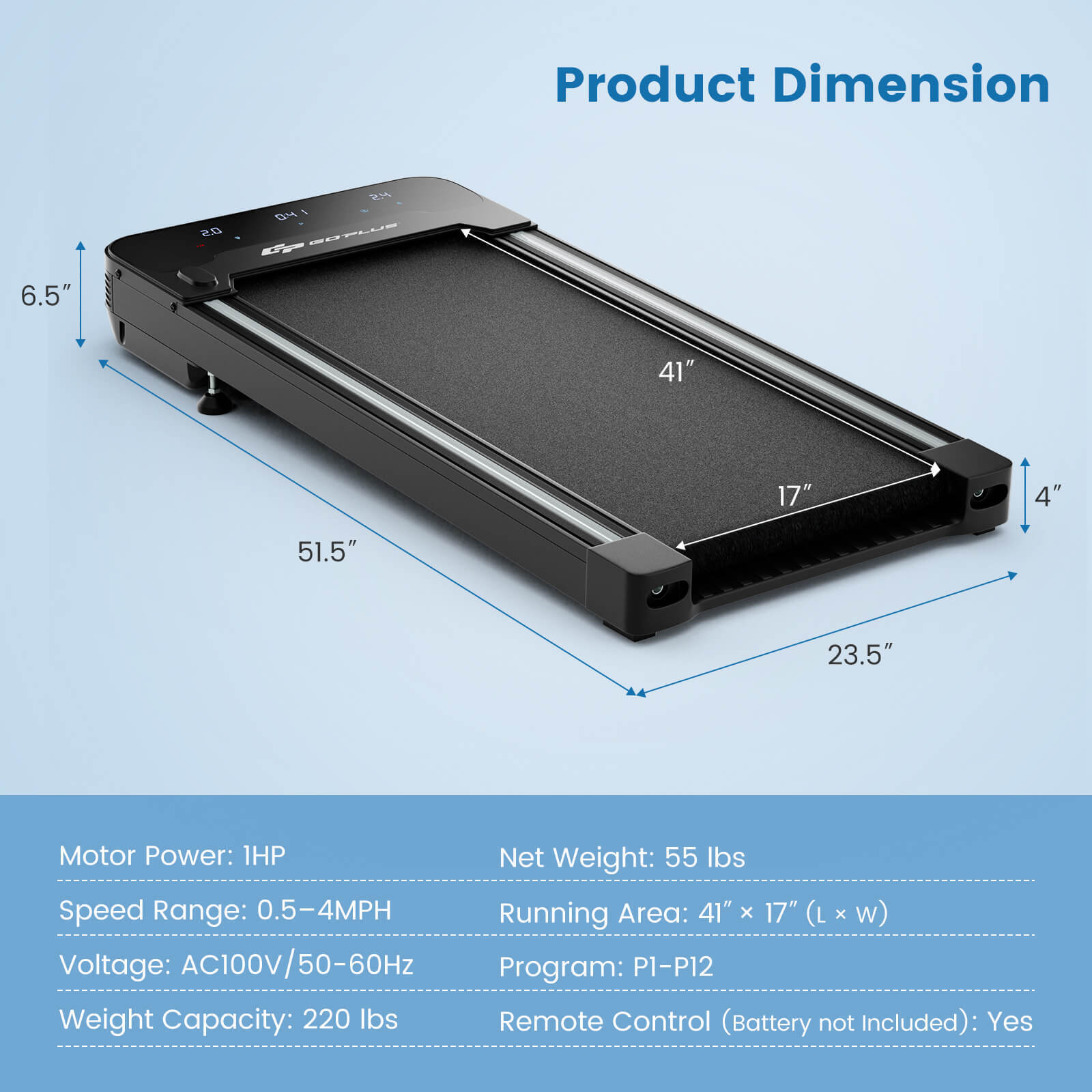 Under Desk Walking Pad Treadmill with Touchable LED DisplayÂ