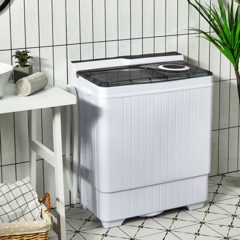 26 Pound Portable Semi-automatic Washing Machine with Built-in Drain Pump-GrayÂ