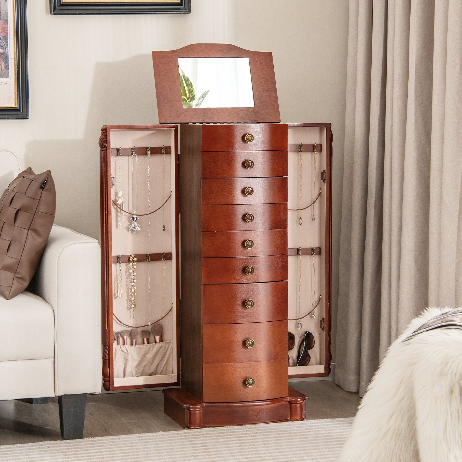 Large Wooden Jewelry Storage Box OrganizerÂ