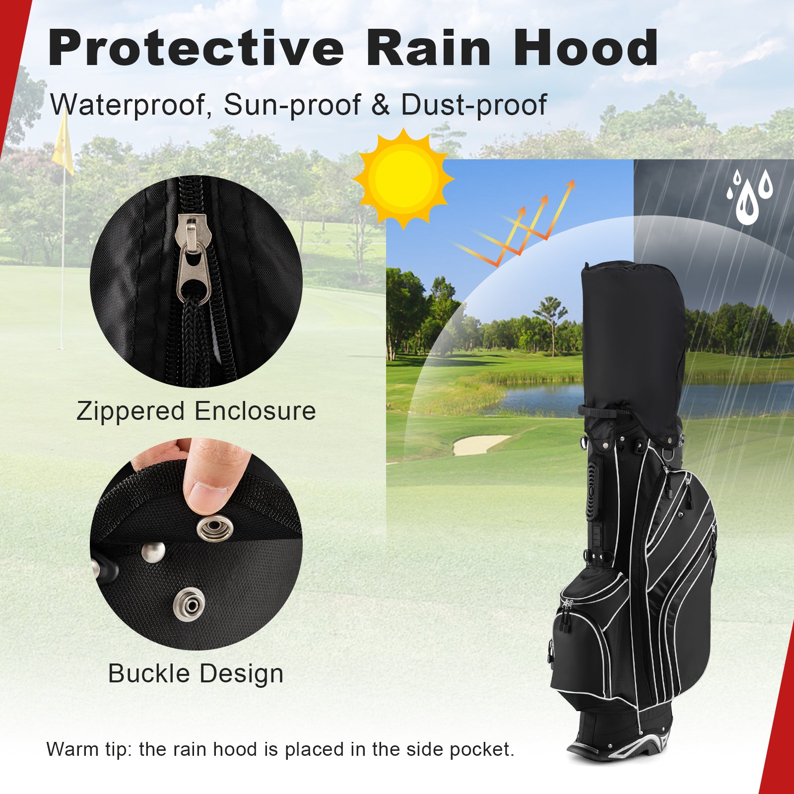 Golf Stand Cart Bag with 6 Way Divider Carry Pockets-BlackÂ