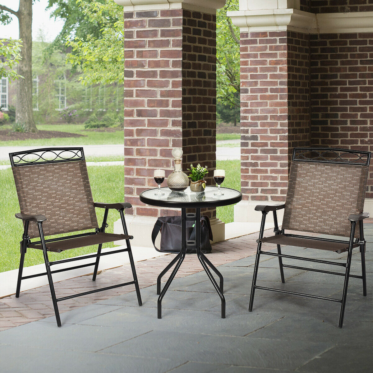 Patio Dining Set with Patio Folding Chairs and TableÂ