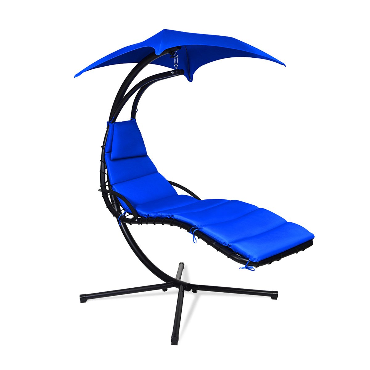 Hanging Stand Chaise Lounger Swing Chair with Pillow-NavyÂ