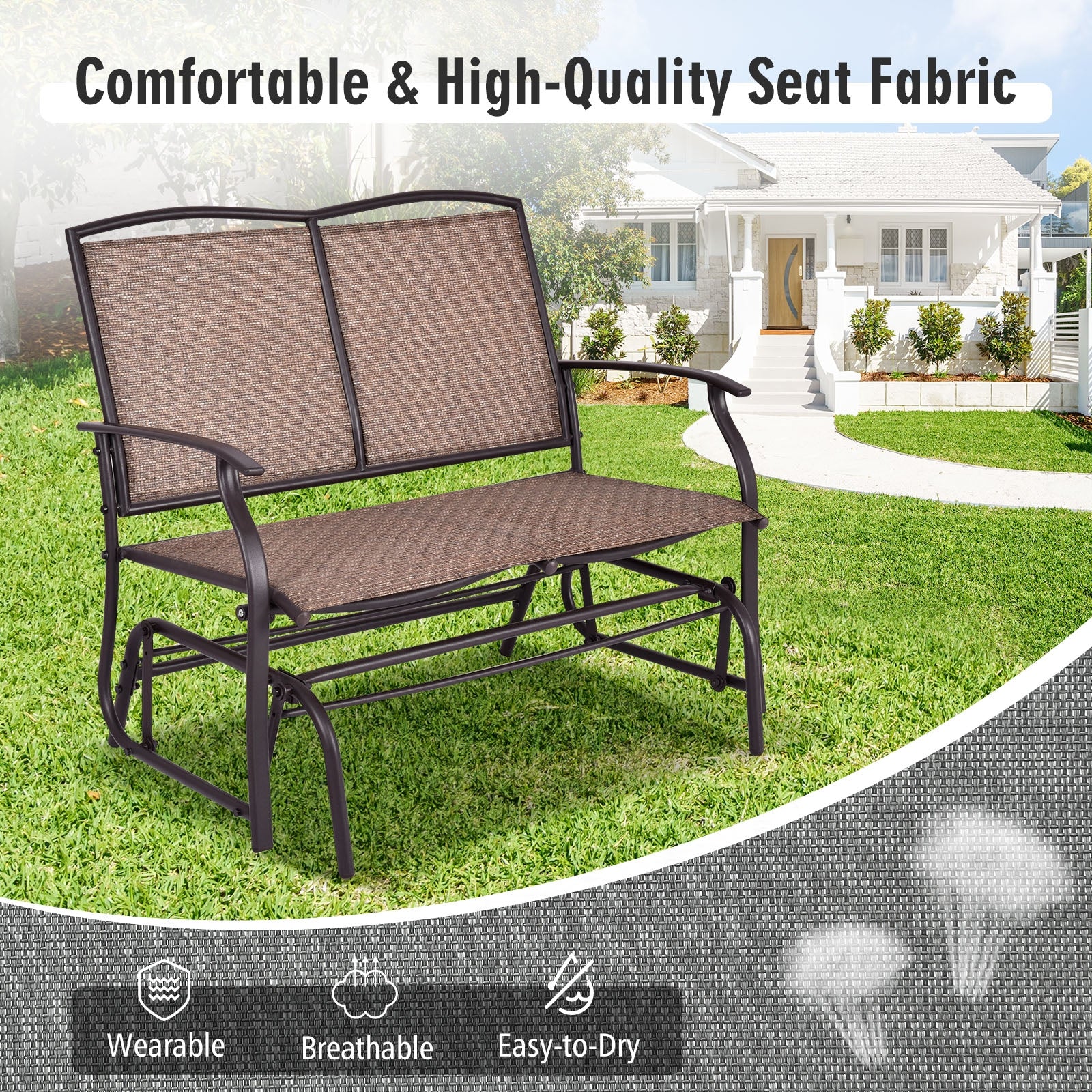 Iron Patio Rocking Chair for Outdoor Backyard and LawnÂ