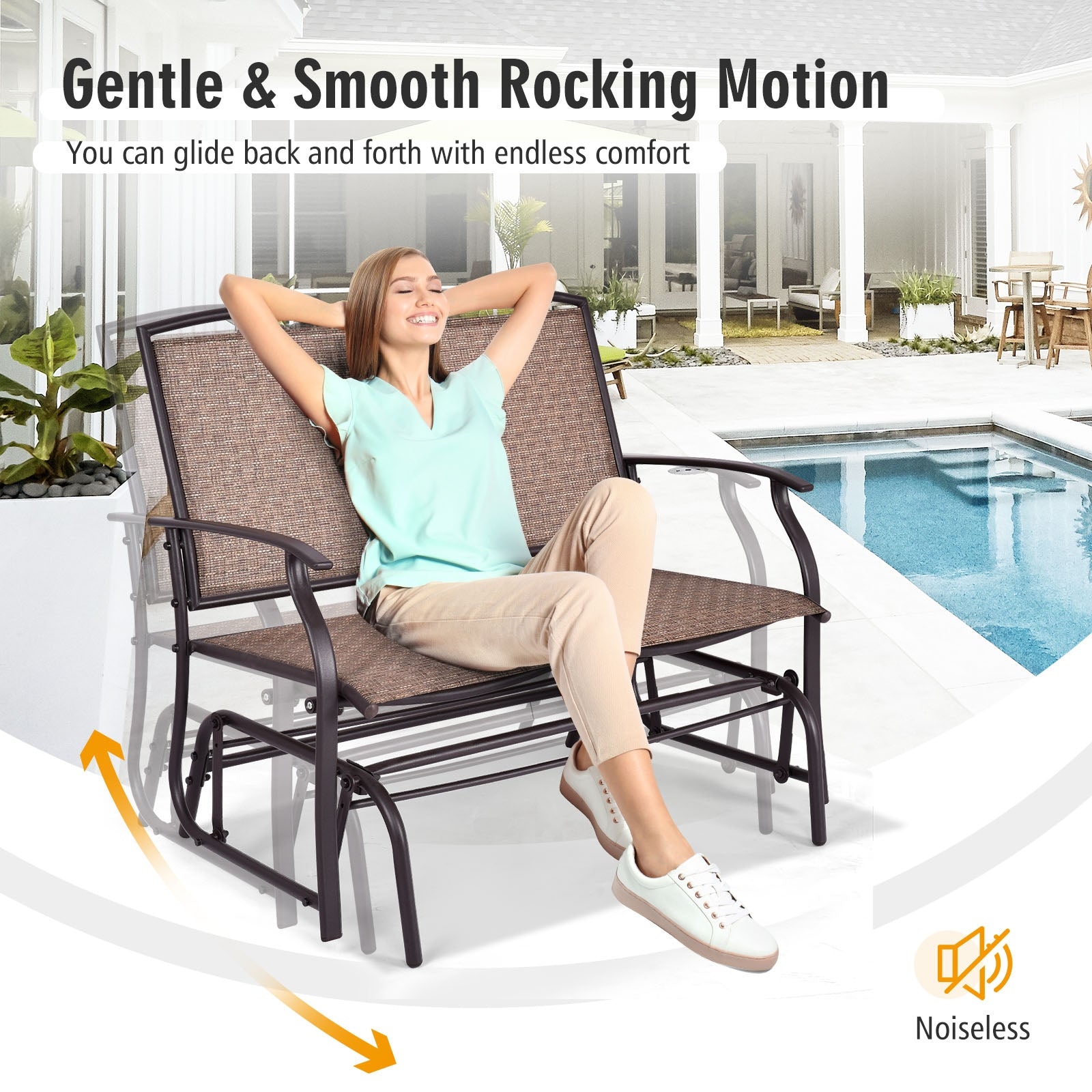 Iron Patio Rocking Chair for Outdoor Backyard and LawnÂ