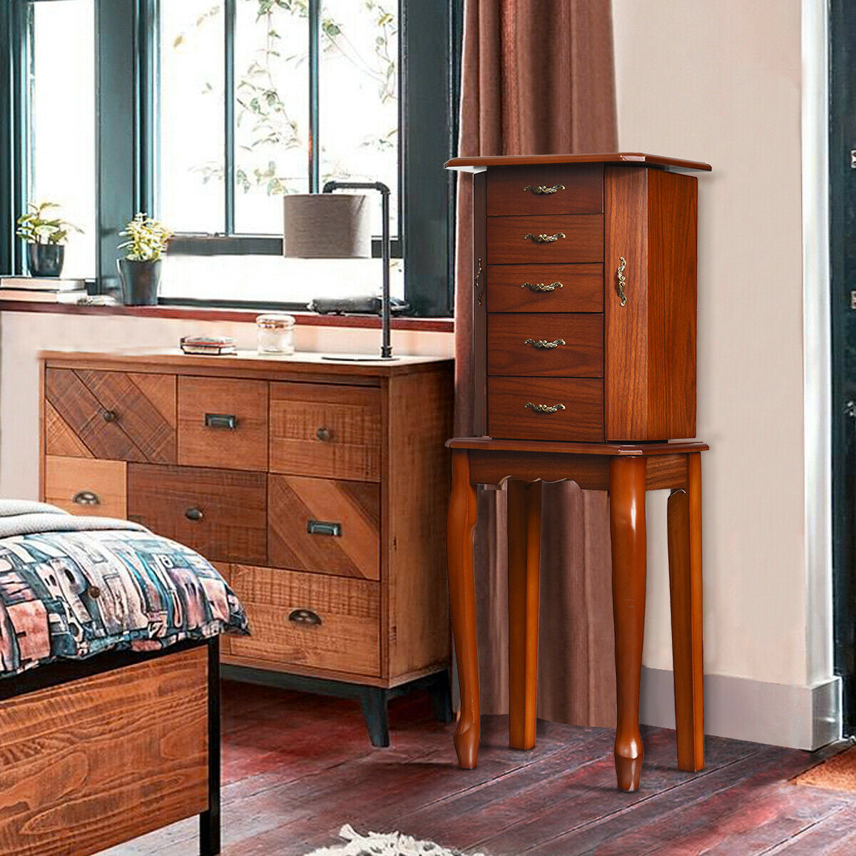 Large Storage Capacity Jewelry Cabinet with 5 DrawersÂ