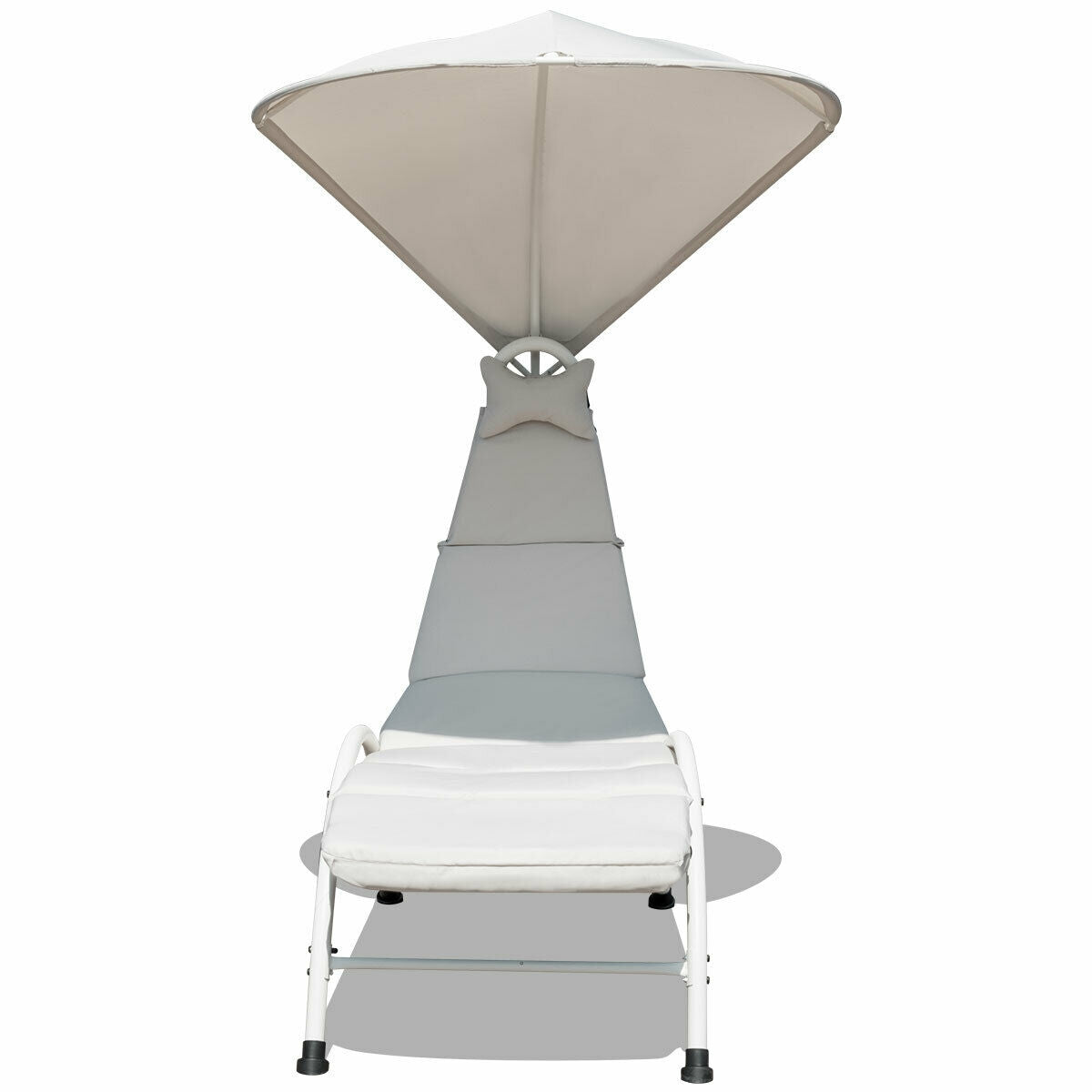 Patio Hanging Swing Hammock Chaise Lounger Chair with Canopy-BeigeÂ