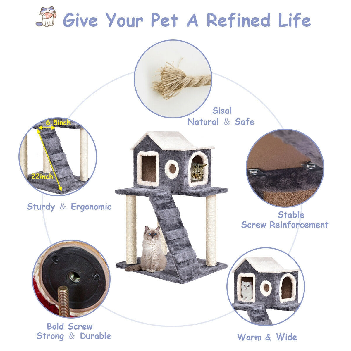 36 Inch Tower Condo Scratching Posts Ladder Cat TreeÂ