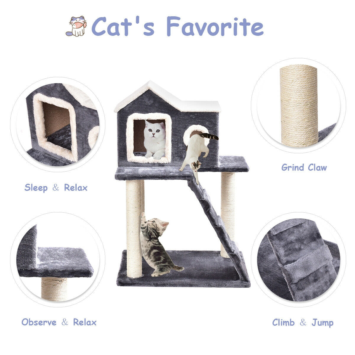 36 Inch Tower Condo Scratching Posts Ladder Cat TreeÂ