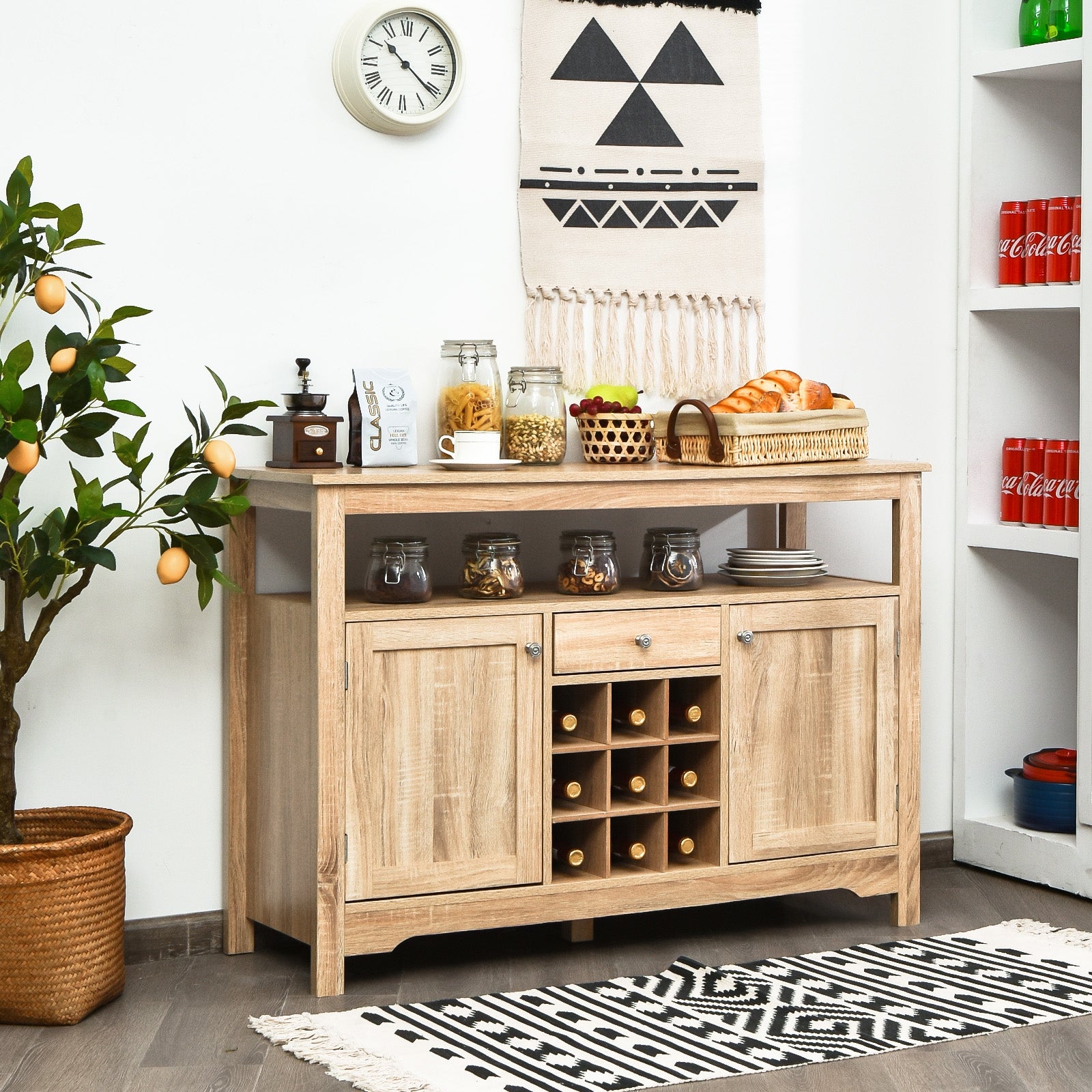 Buffet Server Sideboard Wine Cabinet Console-NaturalÂ