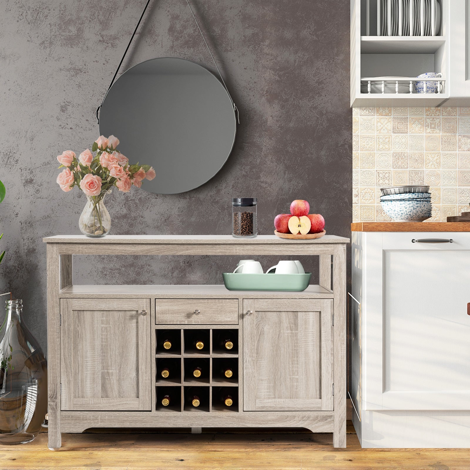 Buffet Server Sideboard Wine Cabinet Console-GrayÂ