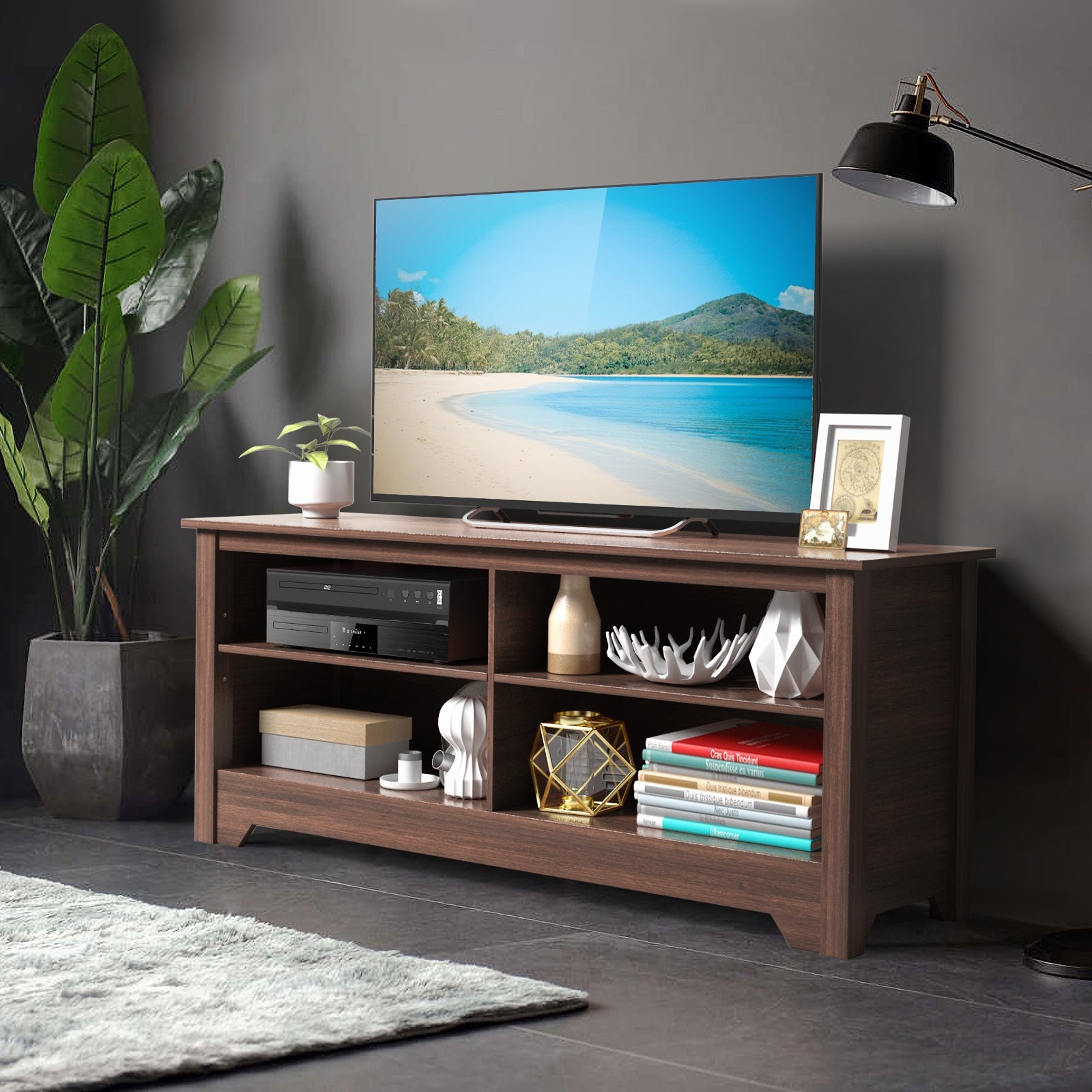 58 Inch Wooden Entertainment Media Center TV StandÂ