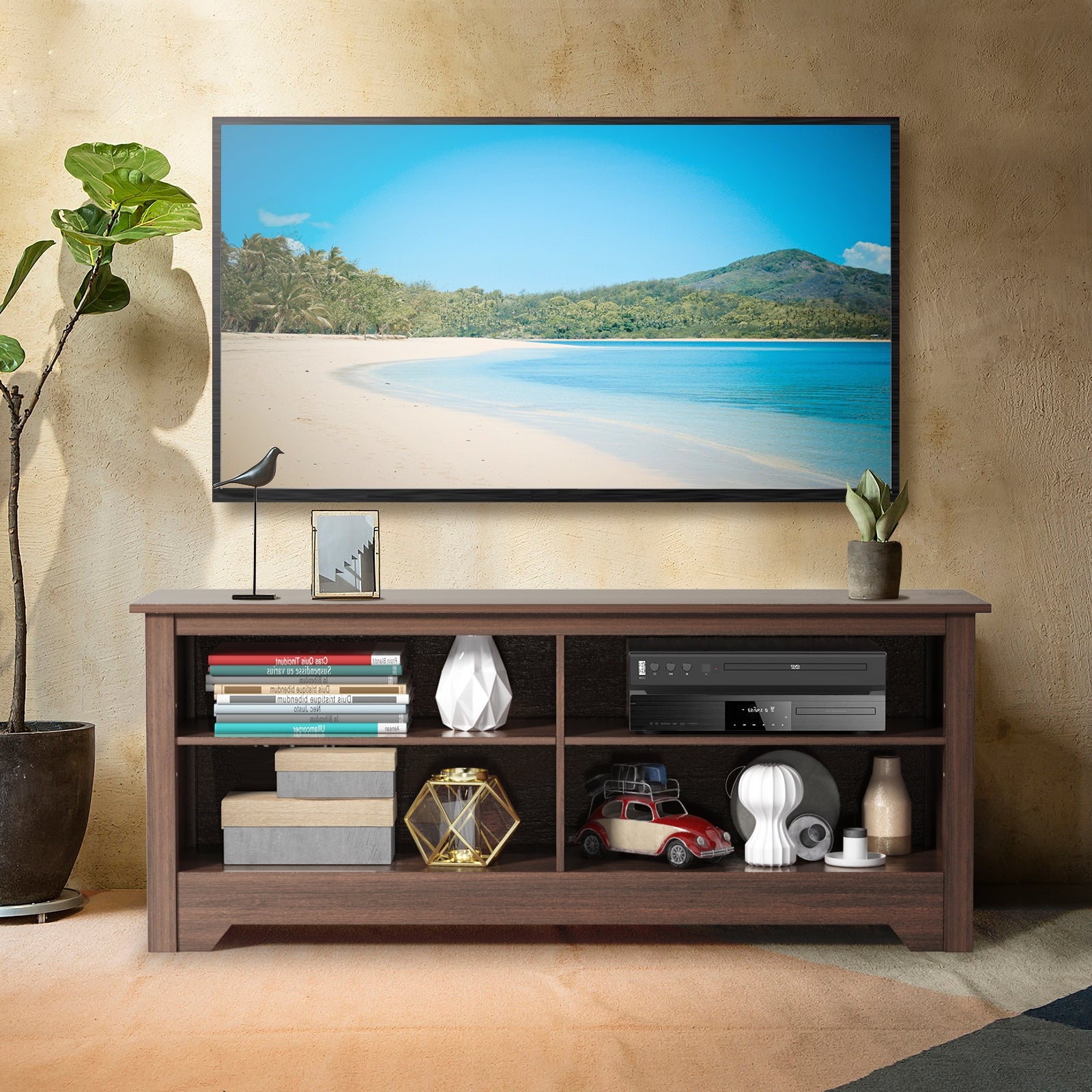 58 Inch Wooden Entertainment Media Center TV StandÂ