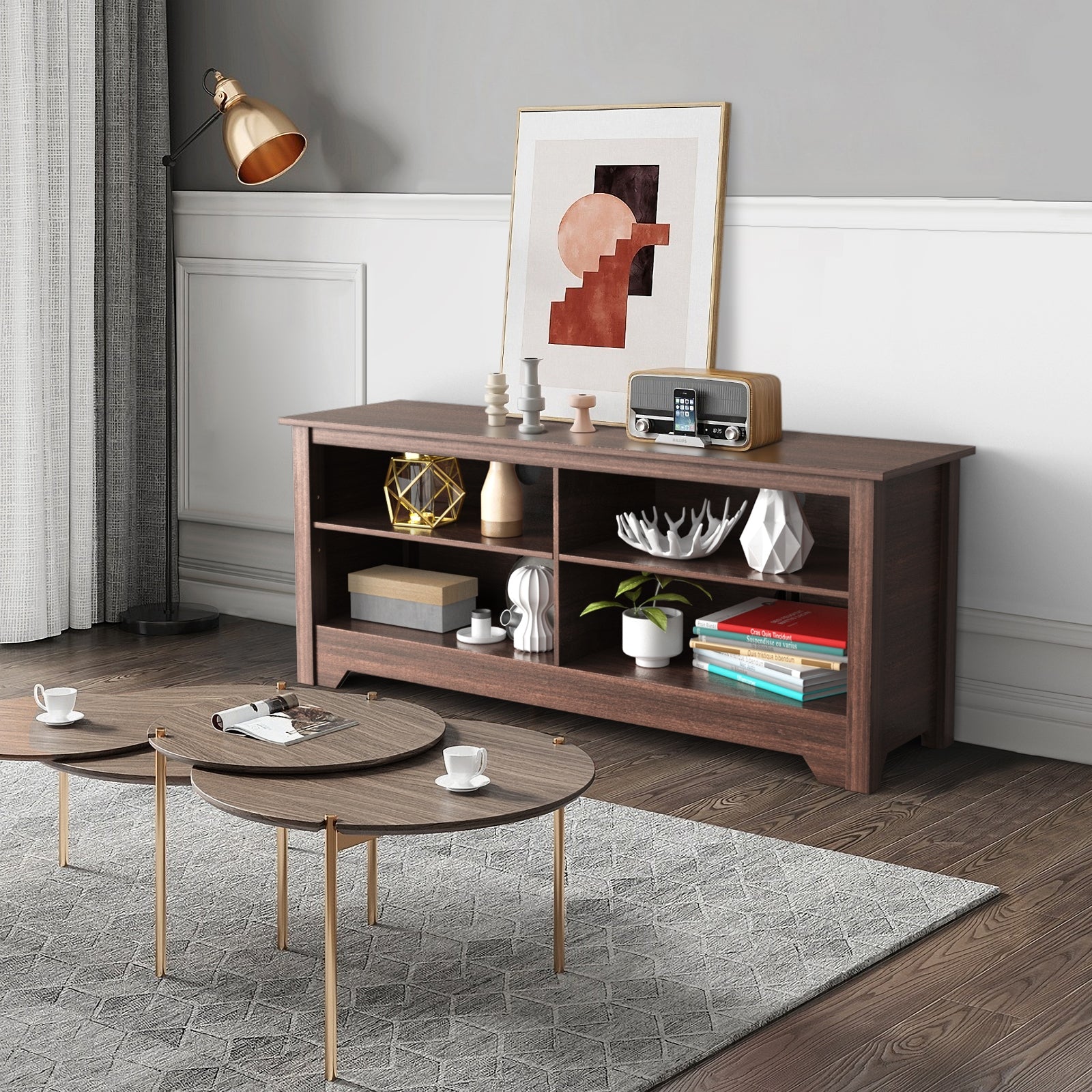 58 Inch Wooden Entertainment Media Center TV StandÂ