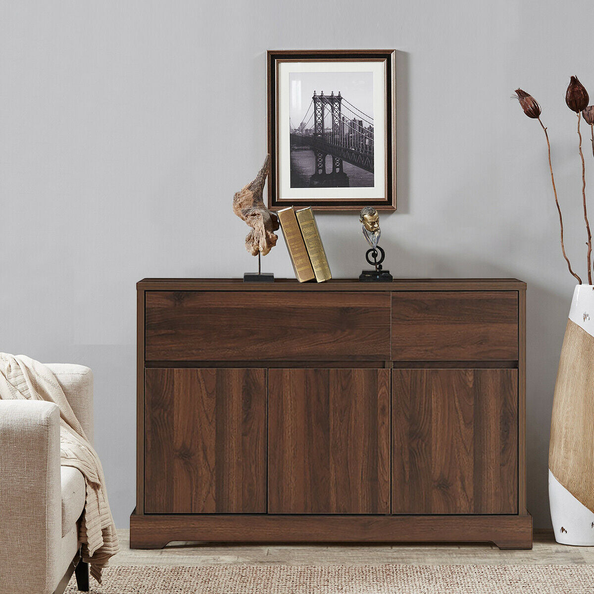 Storage Buffet Sideboard with 2 Drawers and 2 CabinetsÂ