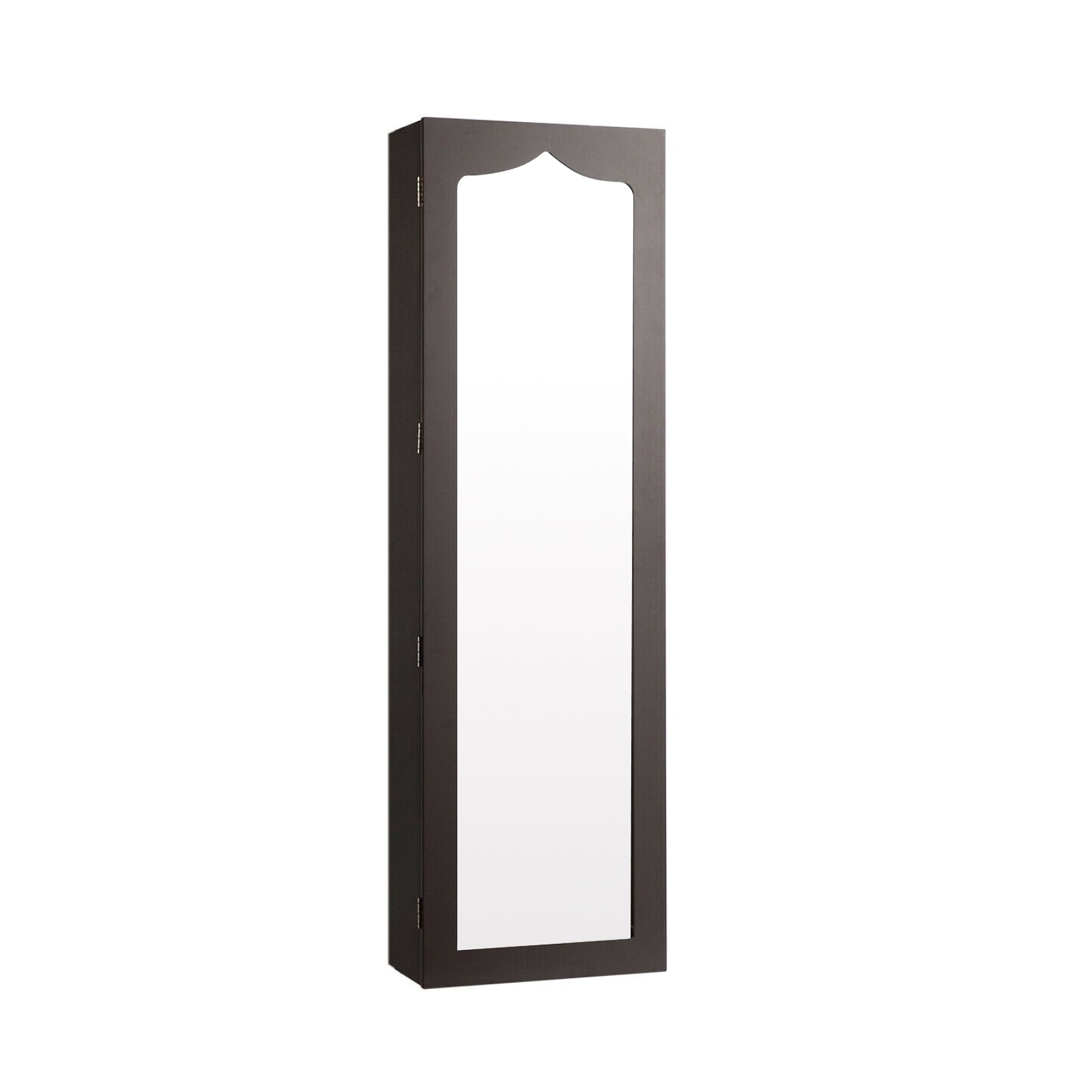 Door Hanging Mirror Jewelry Armoire with Full Length Mirror and 6 Drawers-CoffeeÂ