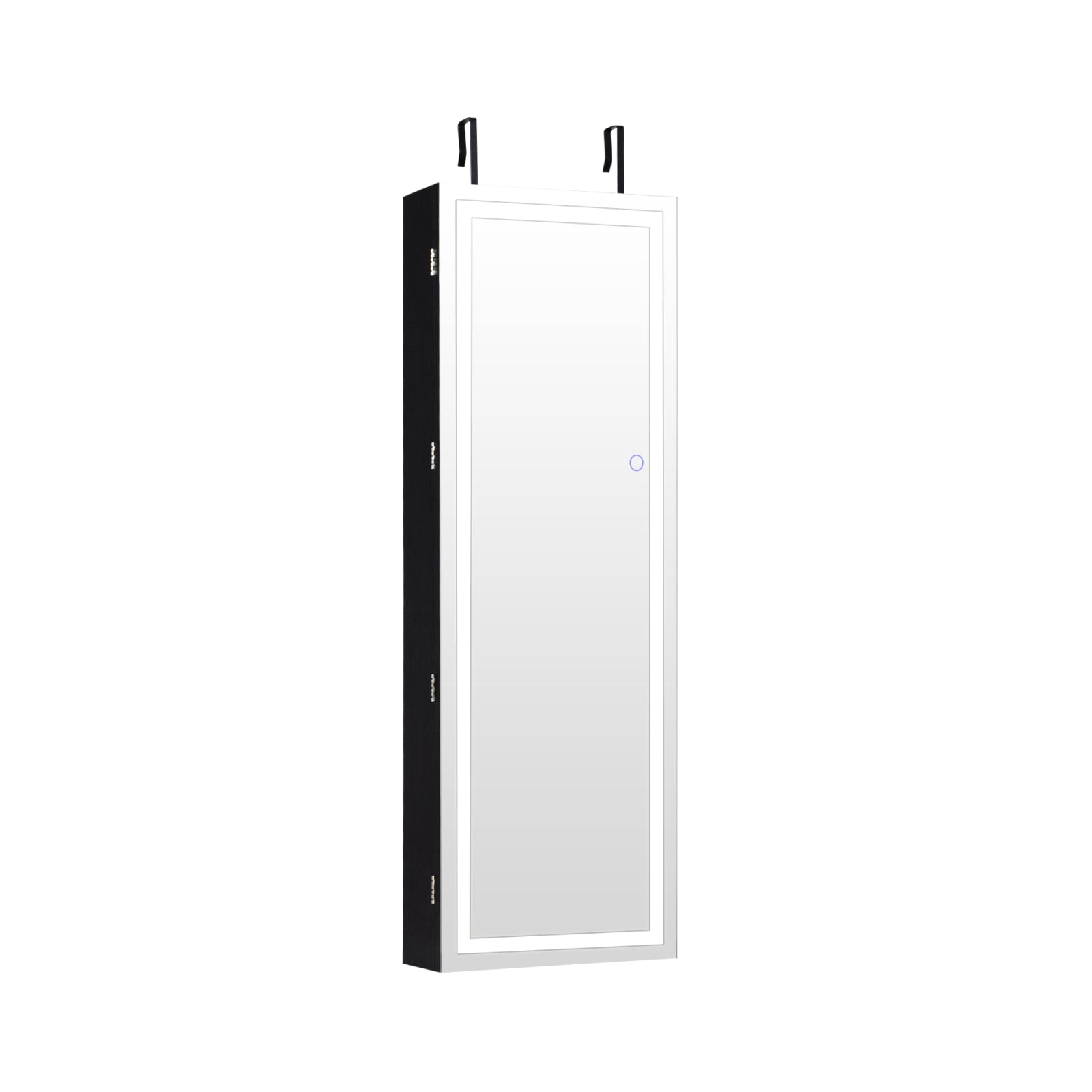 Door Wall Mount Touch Screen Mirrored Jewelry Cabinet-BlackÂ