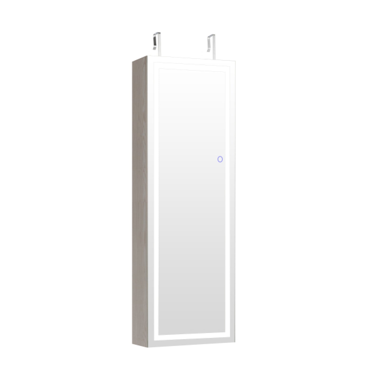 Mirrored Jewelry Armoire with Full Length Mirror and 2 Internal LED Lights-WhiteÂ