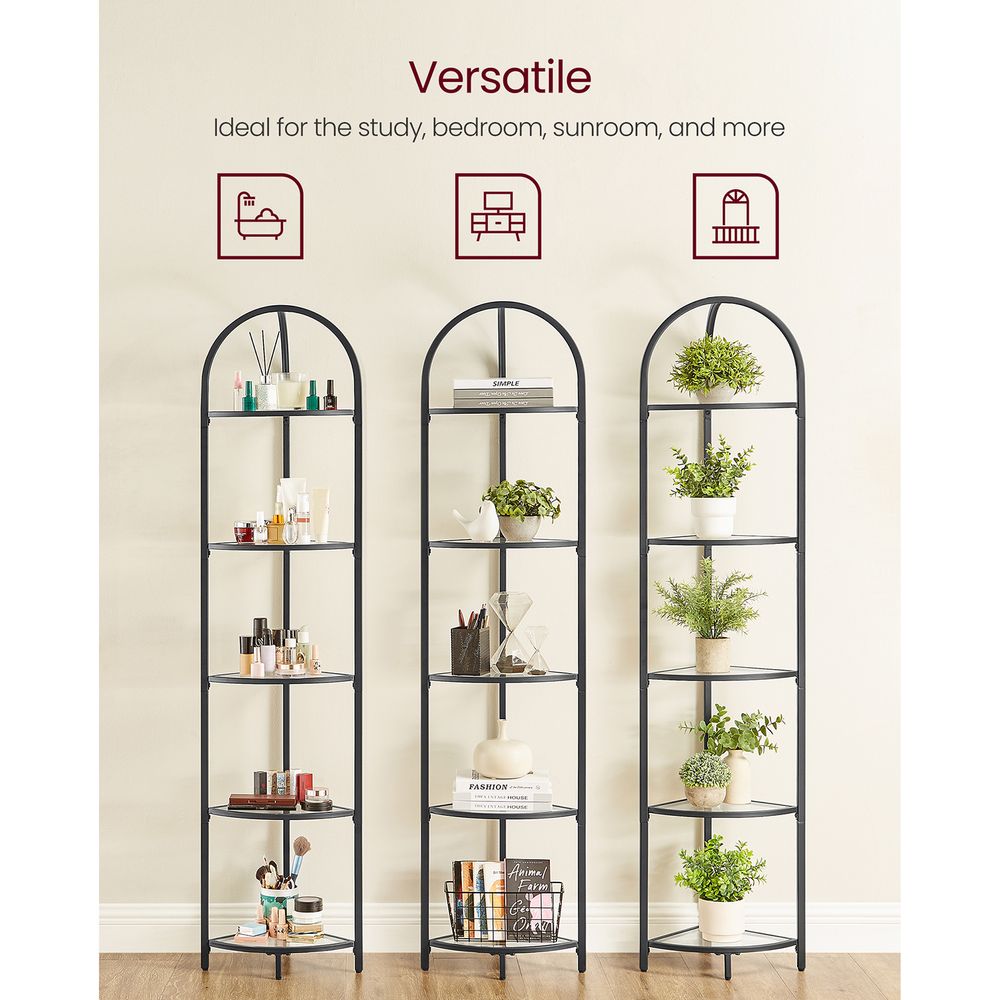 VASAGLE 5-Tier Glass Corner Storage Shelf