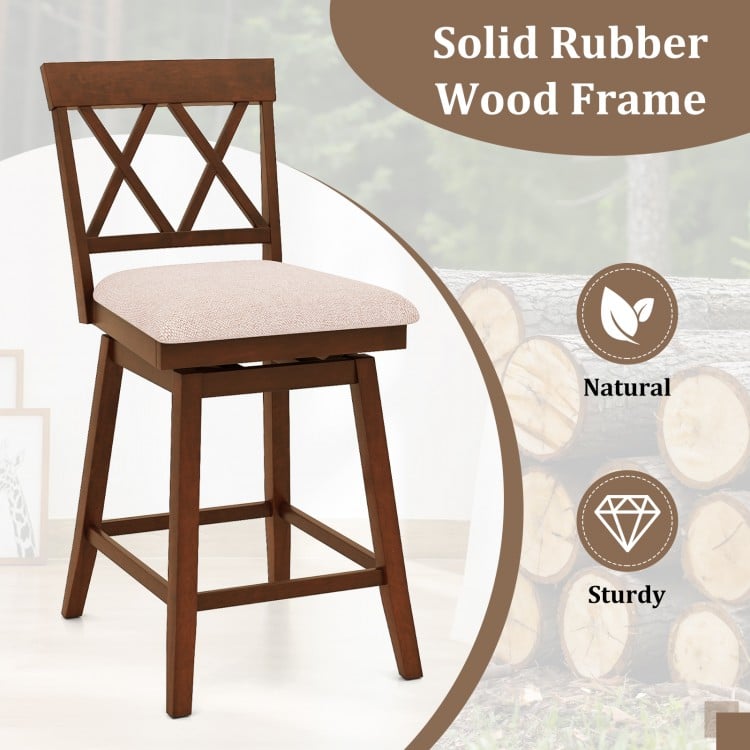 24 Inch Counter Height Barstools with Backrest and Upholstered Seat Cushion for Kitchen Dining Room-24 Inch