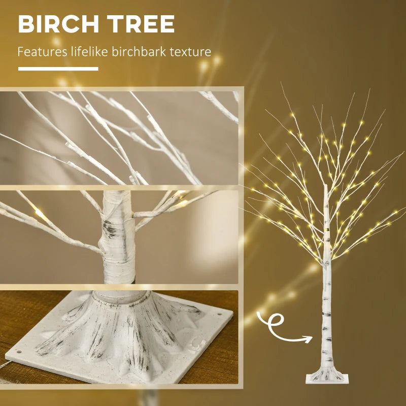 Outsunny Garden Birch Tree Light with 58 Warm LED Lights and 8 Modes, DIY Artificial Lamp for Indoor & Outdoor Parties