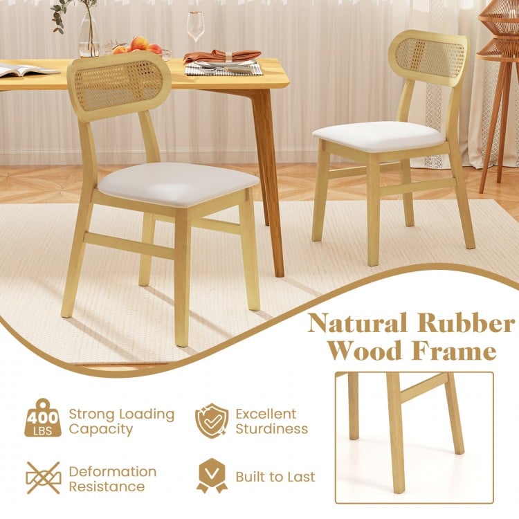 Indoor Mid Century Wood Dining Chairs Set of 2 for Dining Room-White