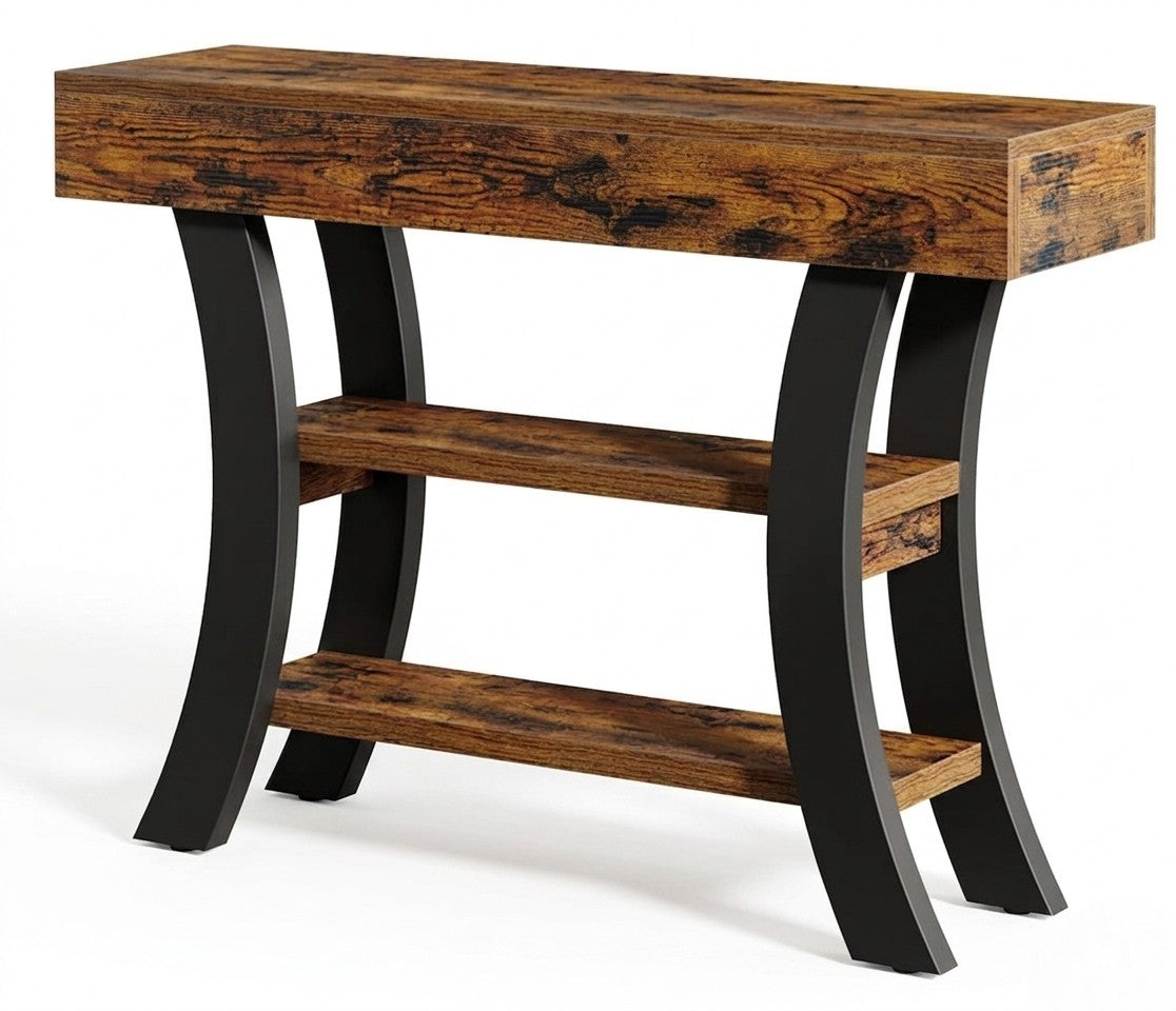 41" Console Table with Storage Shelves, Modern Sofa Entryway Table