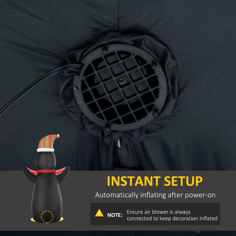 HOMCOM 8FT Inflatable Christmas Penguin, LED Lighted Blow Up Holiday Decoration for Indoor & Outdoor Yard Display