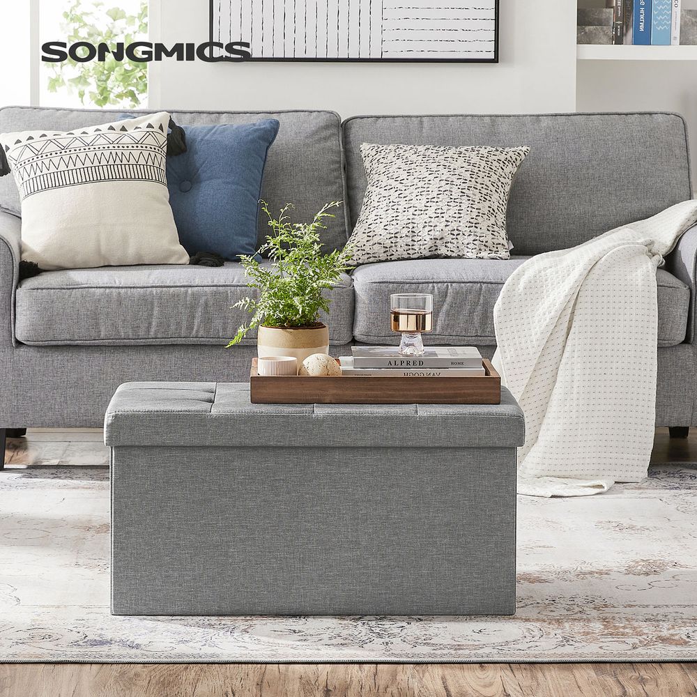 SONGMICS 30 Inches Folding Storage Ottoman Bench