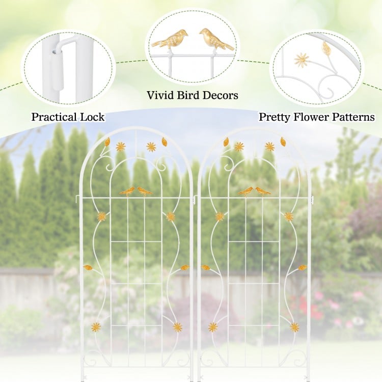 2 Pack 86.5 x 20 Inches Metal Garden Trellis for Climbing Plants-White