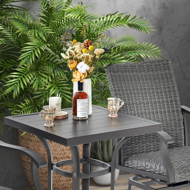 24 Inch Patio Bar Height Table with Aluminum Tabletop and Adjustable Foot Pads
