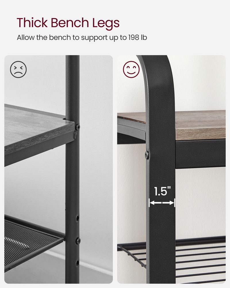 VASAGLE Industrial Coat Rack with Bench for Entryway