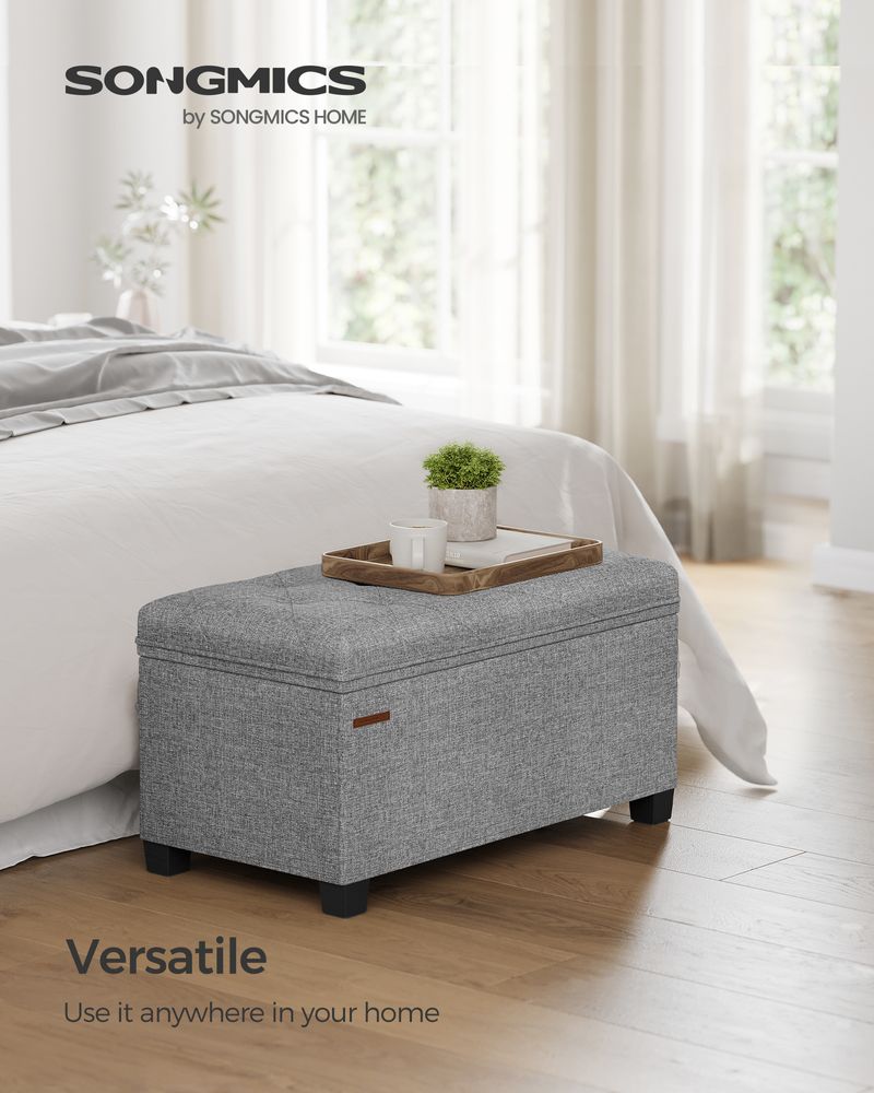 SONGMICS Storage Ottoman Bench with Legs, Load up to 660 lb