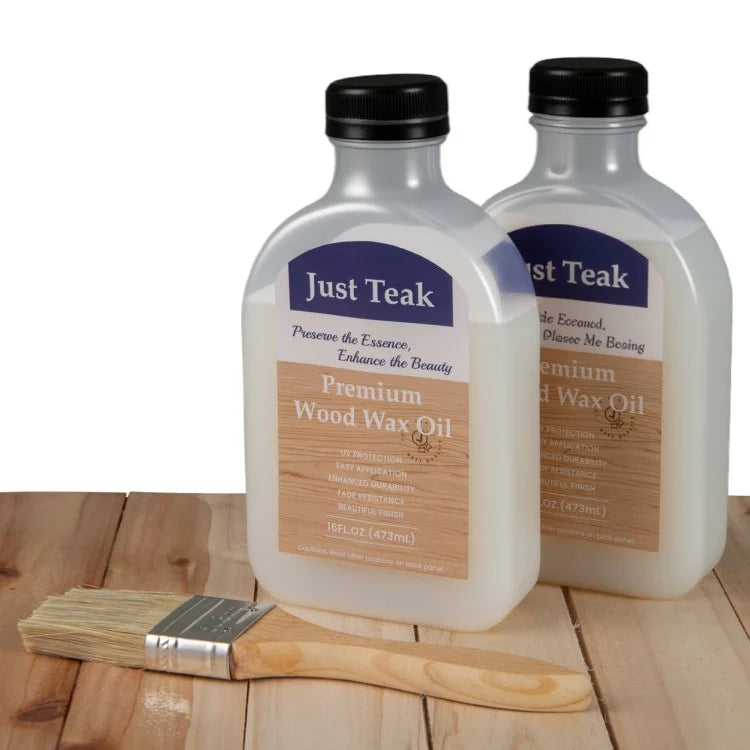 16 oz Wood Oil Cleaner & Brightener Kit, Set of 2, Teak Wood Restorer & Protective Sealer for Indoor and Outdoor Furniture
