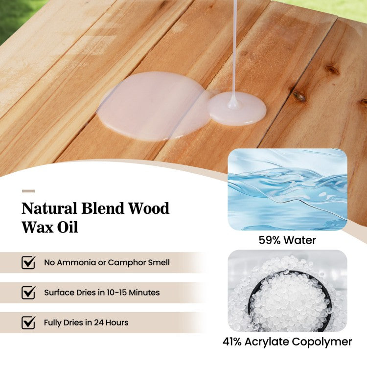 16 oz Wood Oil Cleaner & Brightener Kit, Set of 2, Teak Wood Restorer & Protective Sealer for Indoor and Outdoor Furniture