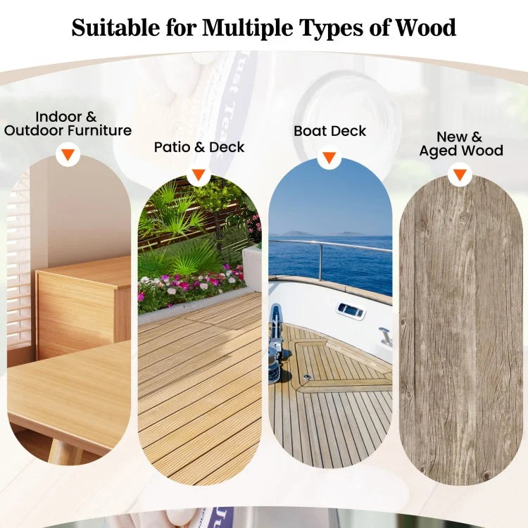 16 oz Wood Oil Cleaner & Brightener Kit, Set of 2, Teak Wood Restorer & Protective Sealer for Indoor and Outdoor Furniture