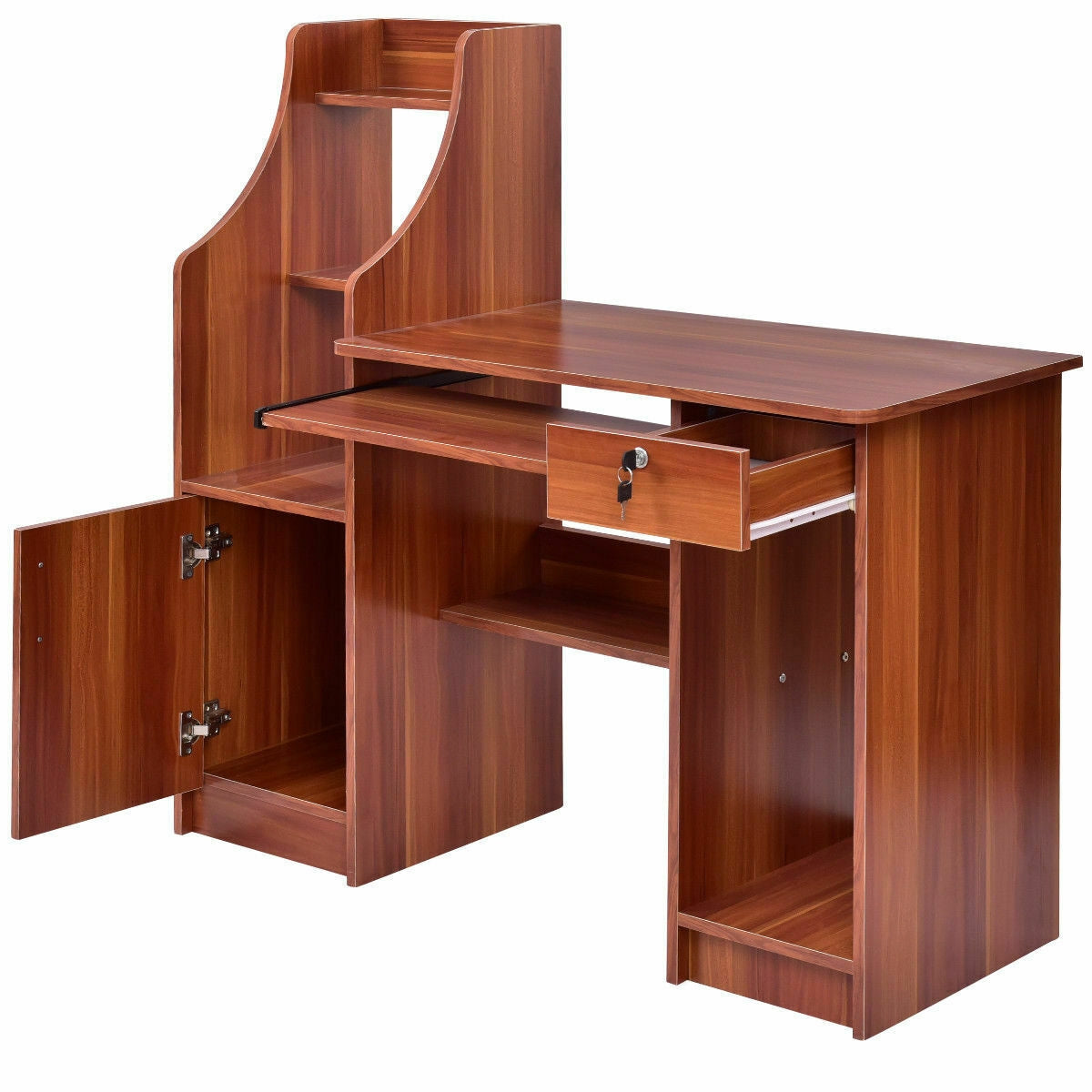 Wooden Computer Desk with Storage Cabinet and DrawerÂ