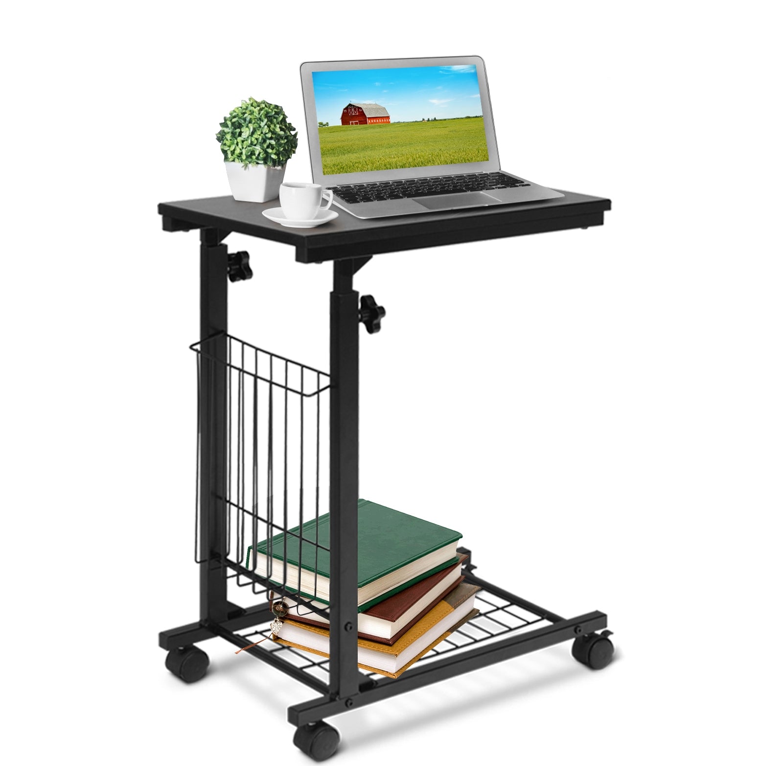 Rolling Height Adjustable Sofa End Side TableÂ