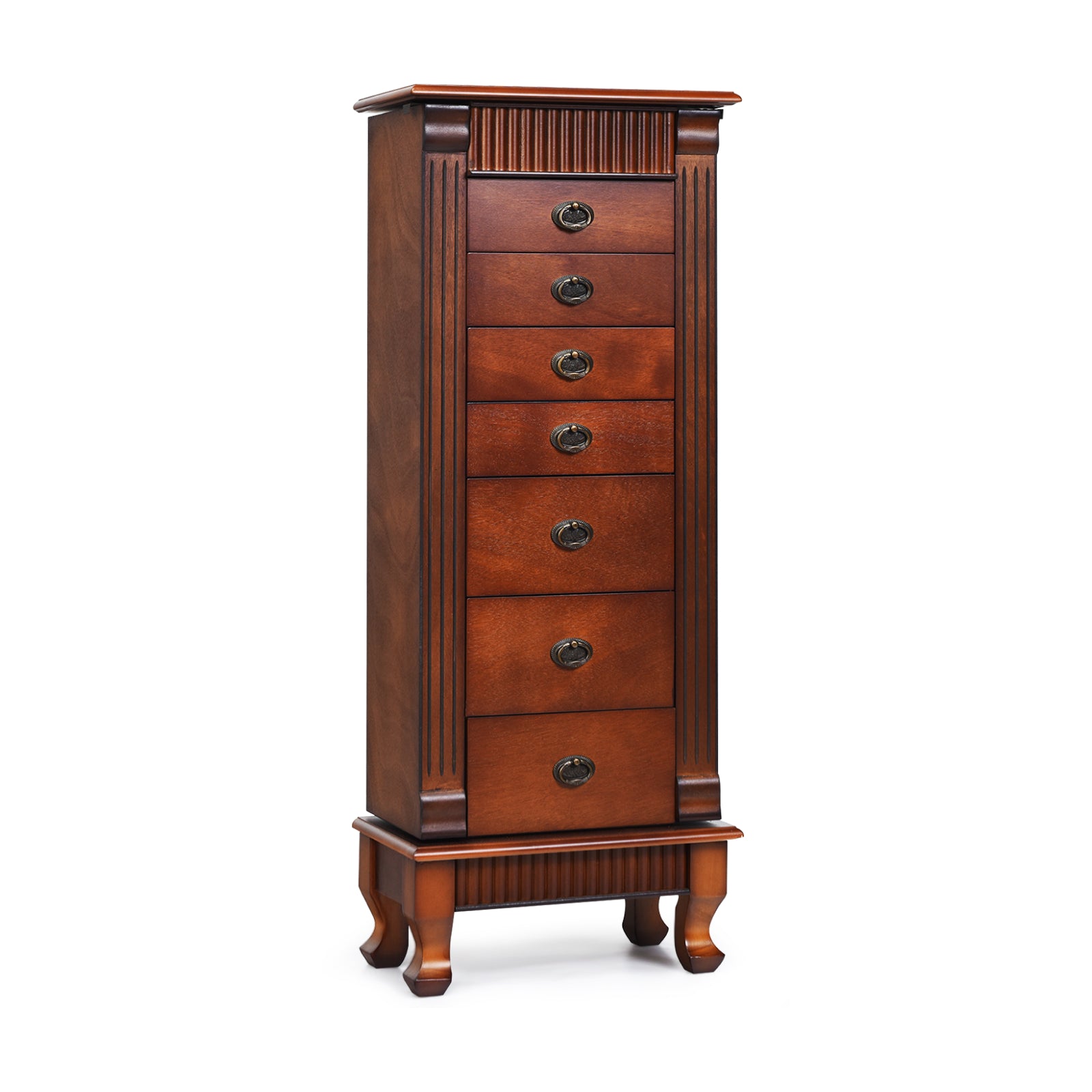 Wooden Jewelry Armoire Cabinet Storage Chest with Drawers and Swing DoorsÂ