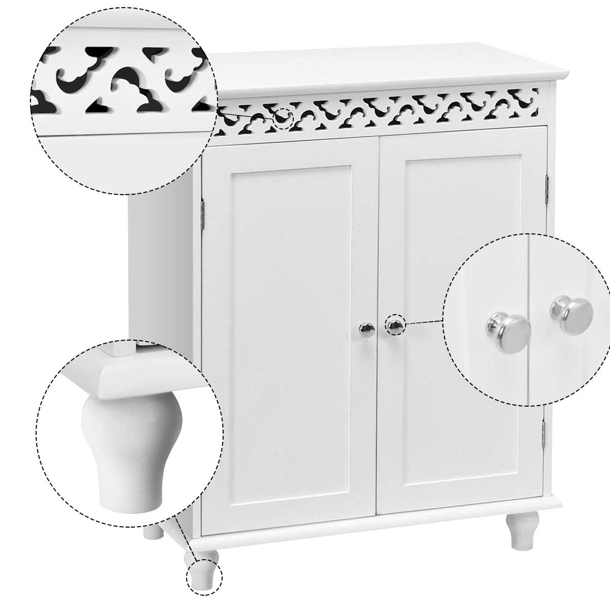 White Wooden 2-Door Storage Cabinet CupboardÂ