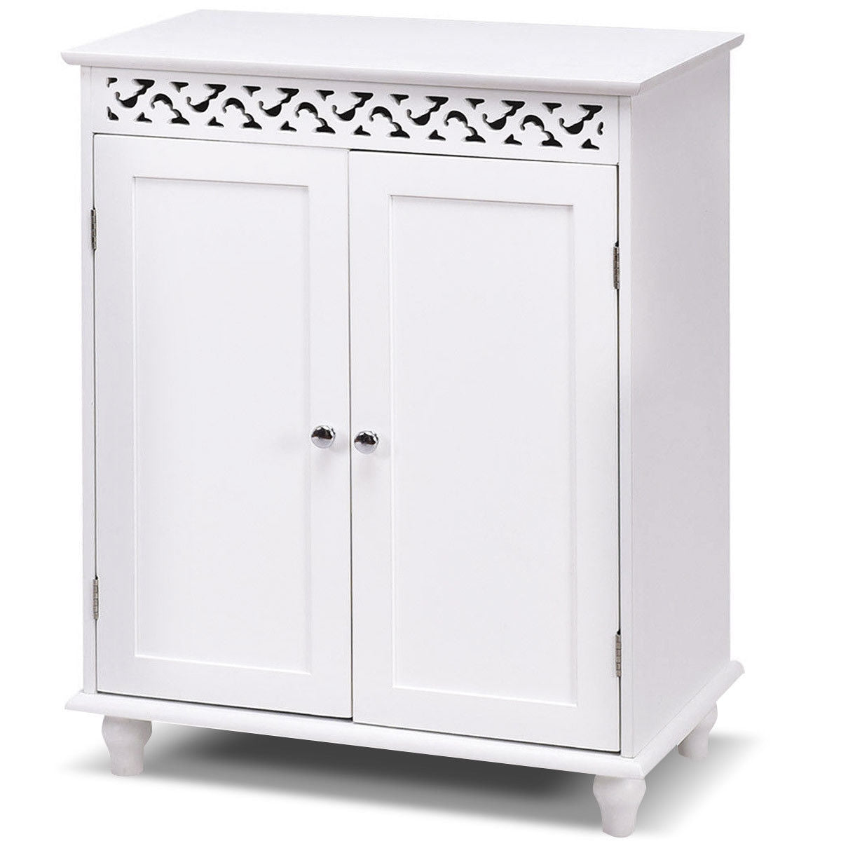White Wooden 2-Door Storage Cabinet CupboardÂ