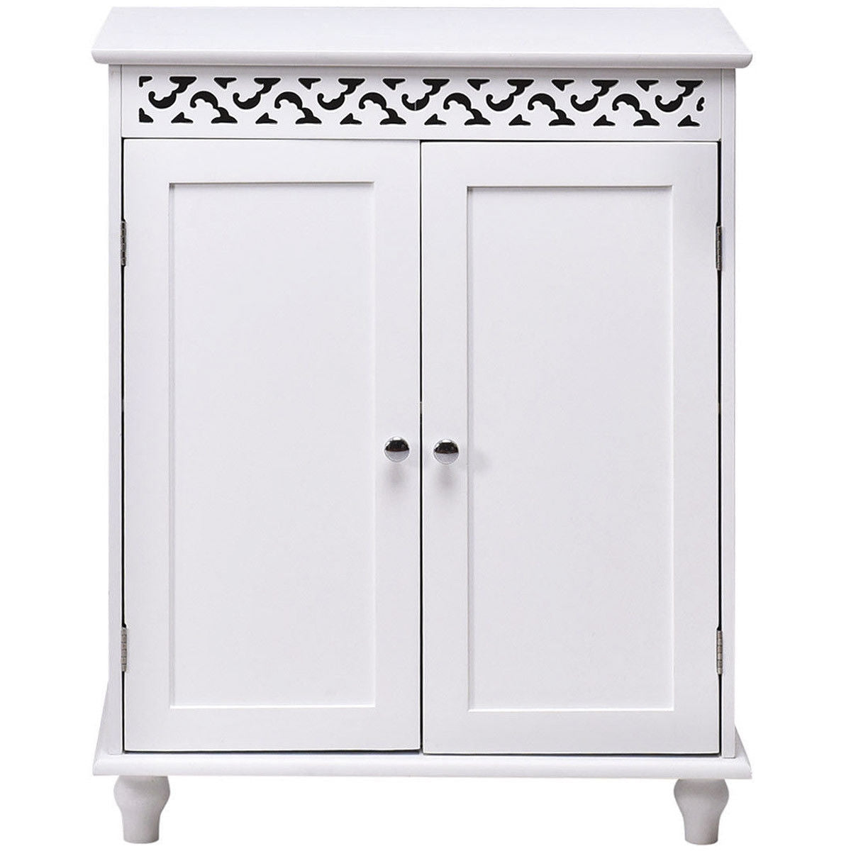 White Wooden 2-Door Storage Cabinet CupboardÂ