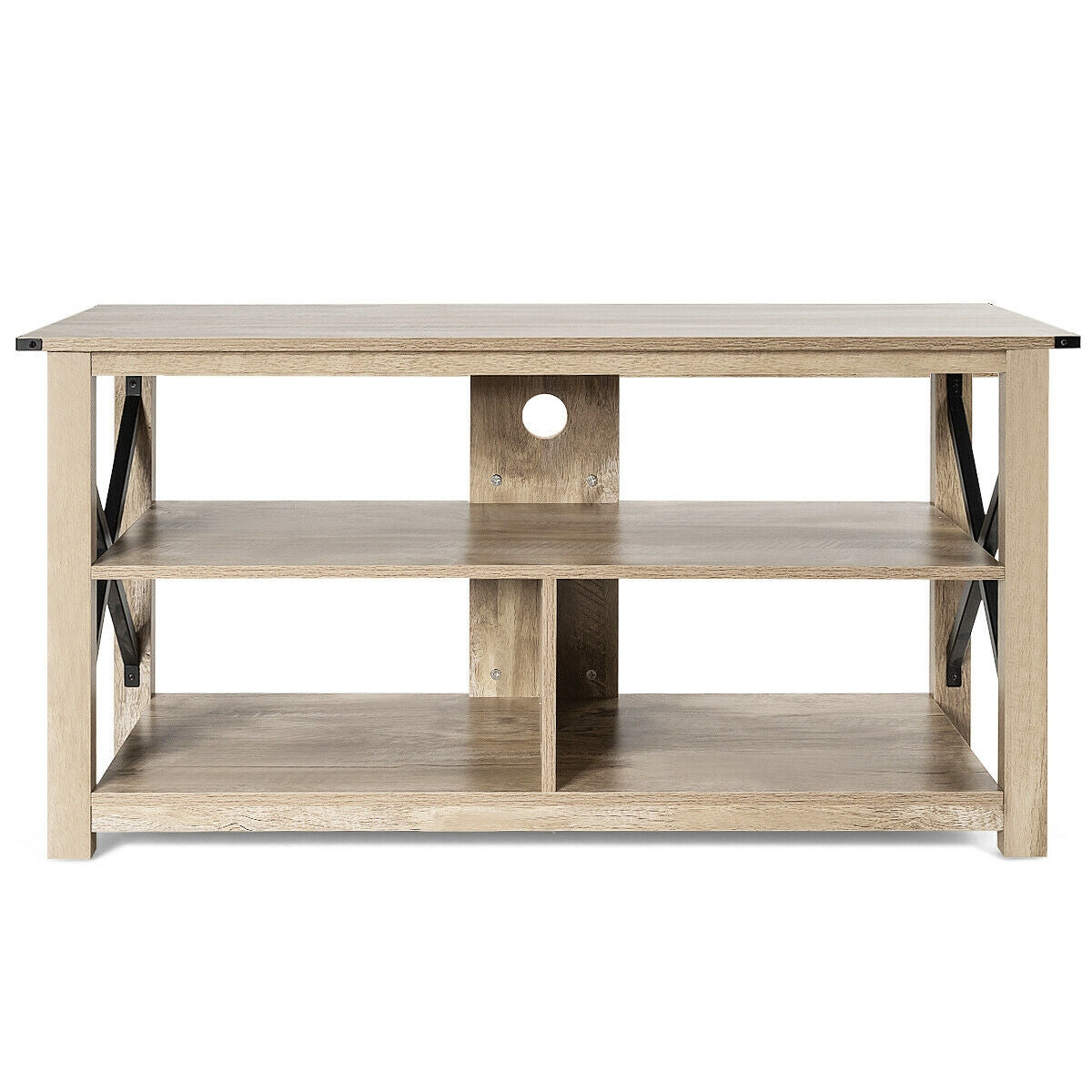 Modern Farmhouse TV Stand Entertainment Center for TV's up to 55-Inch with Open ShelvesÂ