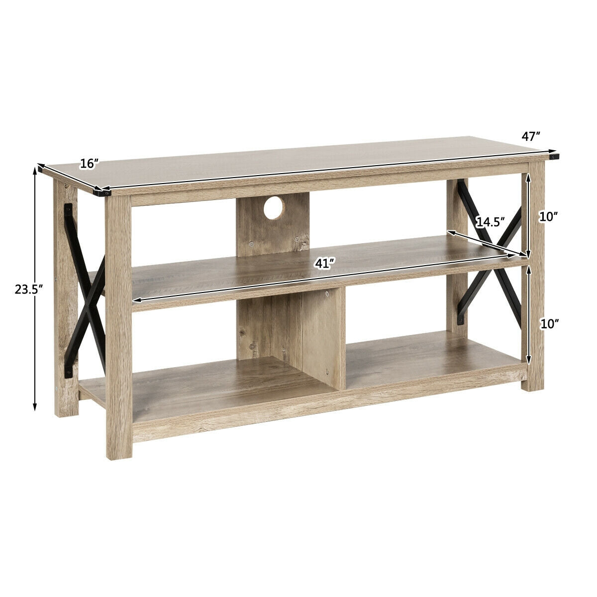 Modern Farmhouse TV Stand Entertainment Center for TV's up to 55-Inch with Open ShelvesÂ