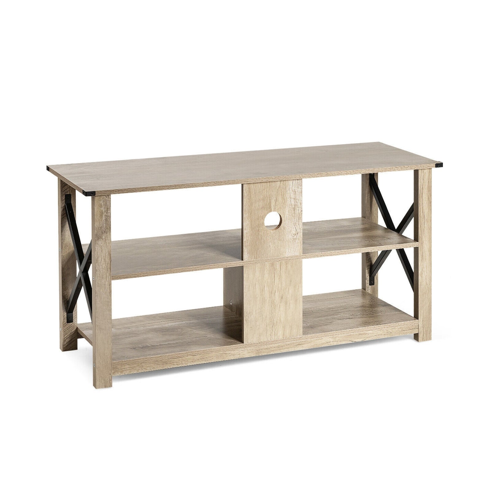 Modern Farmhouse TV Stand Entertainment Center for TV's up to 55-Inch with Open ShelvesÂ