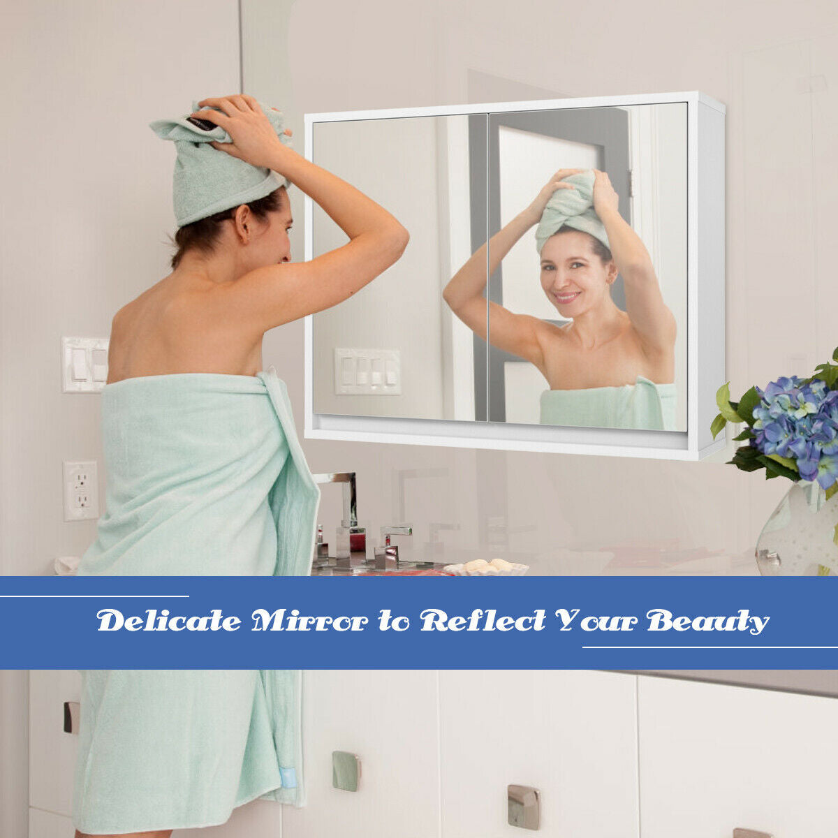 2-Door Wall-Mounted Bathroom Mirrored Medicine CabinetÂ