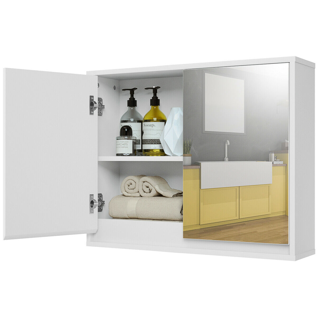 2-Door Wall-Mounted Bathroom Mirrored Medicine CabinetÂ